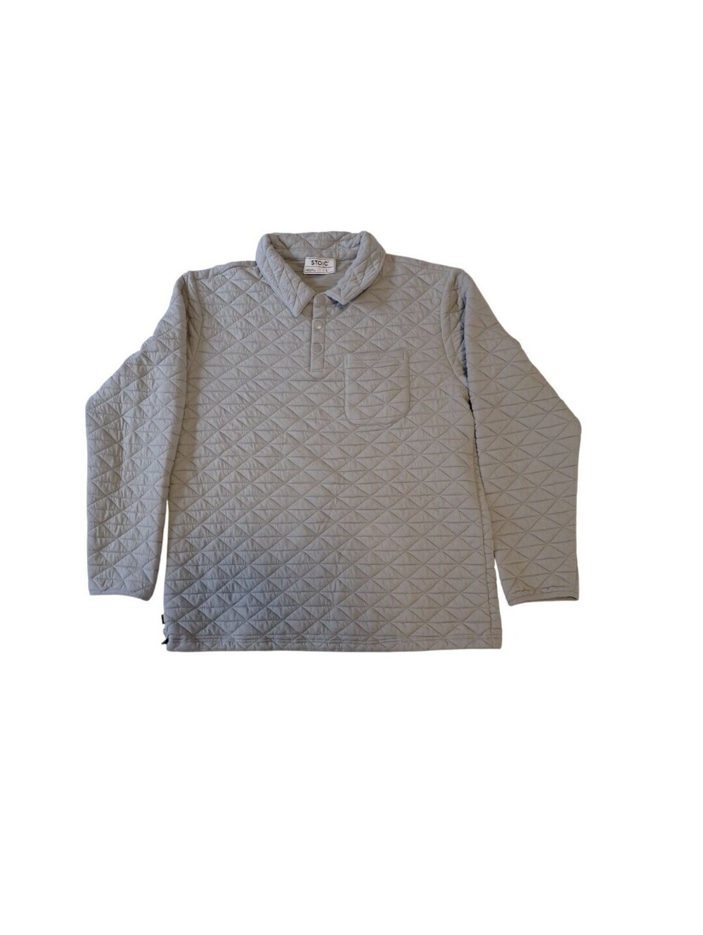 Stoic Venture Quilted Rugby Pullover Mens L Gray Long Sleeve Snap Collar